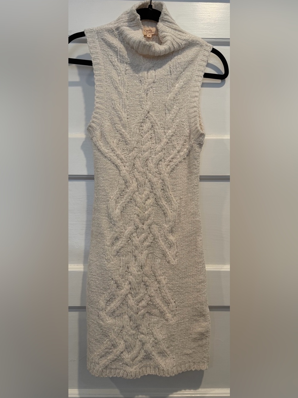 Camila Coelho Sleeveless Turtleneck Knit Mini Dress in Ivory - Picture 4 of 7